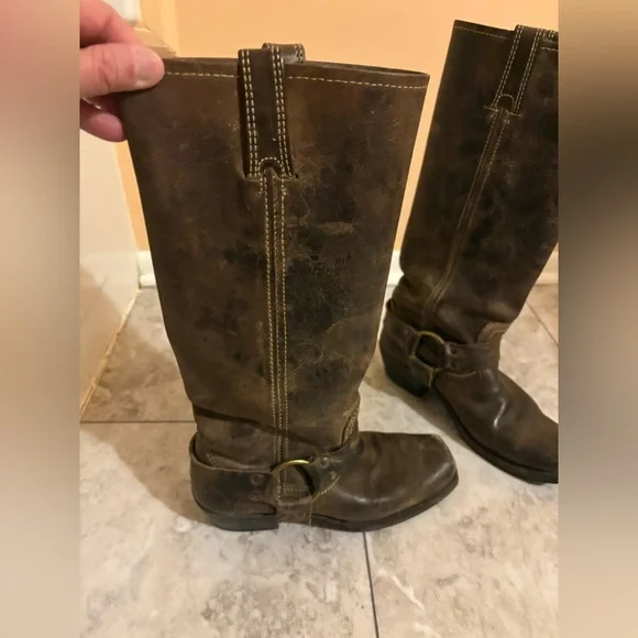 Frye Harness 15R Leather Boots in Chocolate - Picture 8 of 13